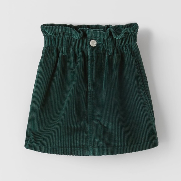 NWT Zara Size 11-12 Corduroy Green Skirt - Picture 1 of 3